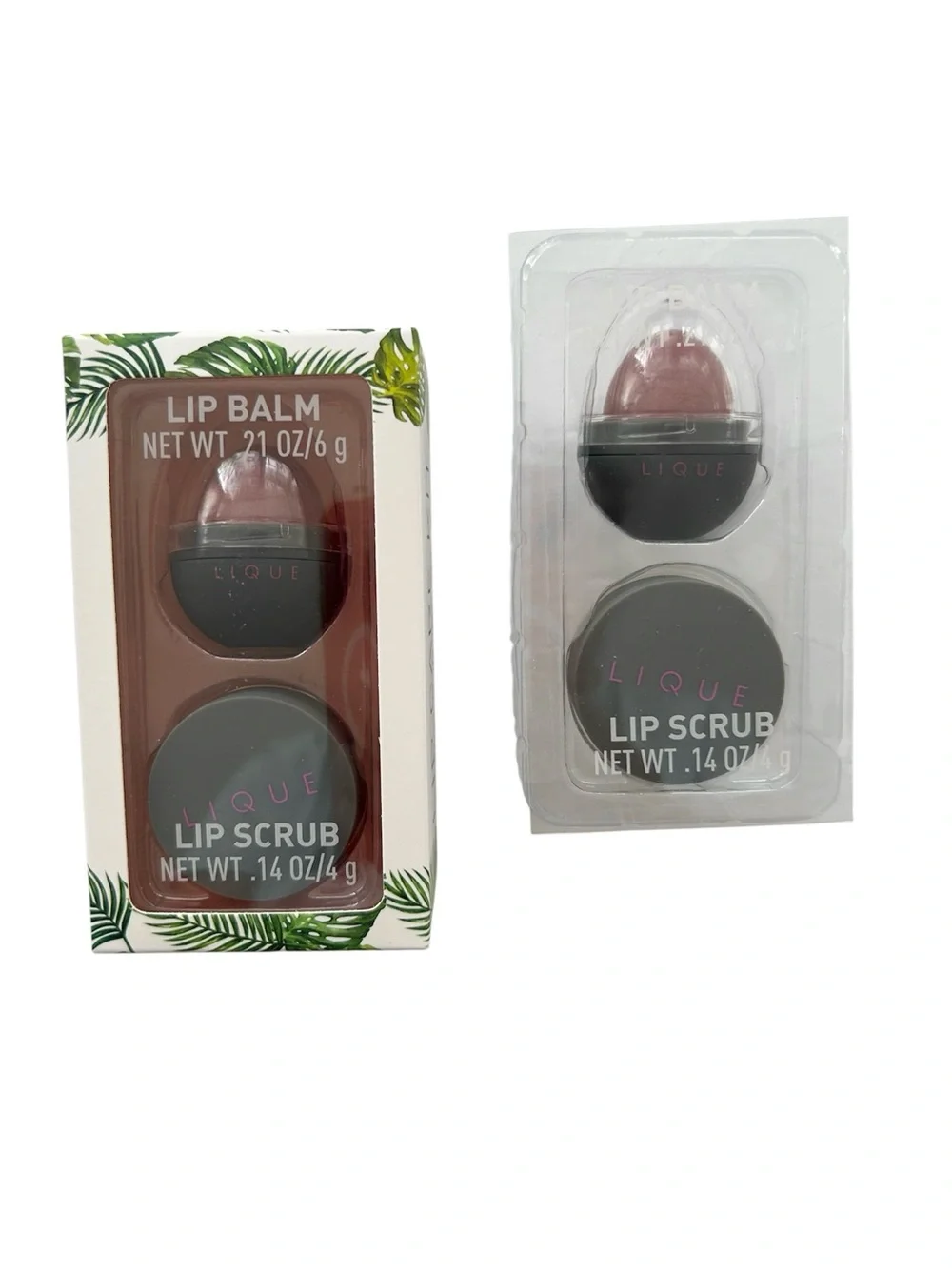 New in Box Lique Lip Scrub Plus Lip Balm Set  Cruelty Free Created by Women